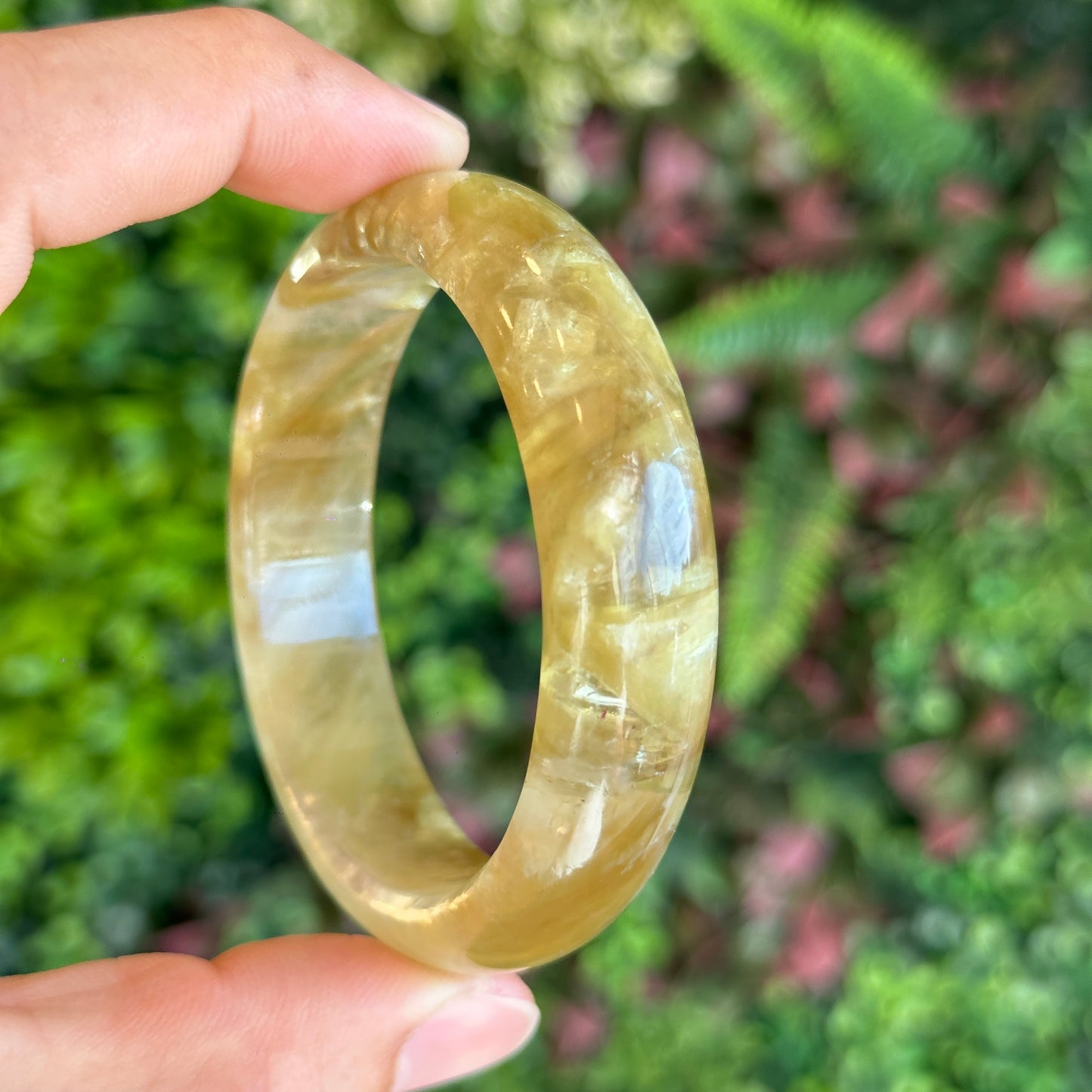 Natural Golden Muscovite Bangle Leaf Style Size 55 mm