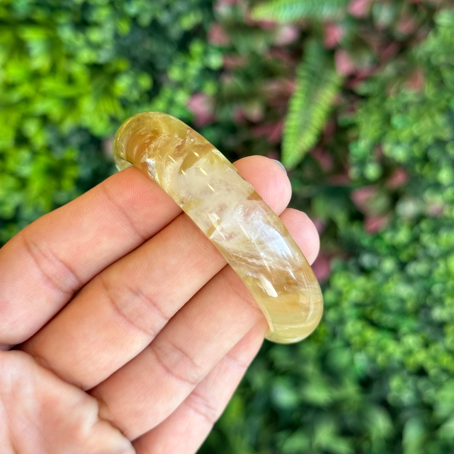 Natural Golden Muscovite Bangle Leaf Style Size 55 mm