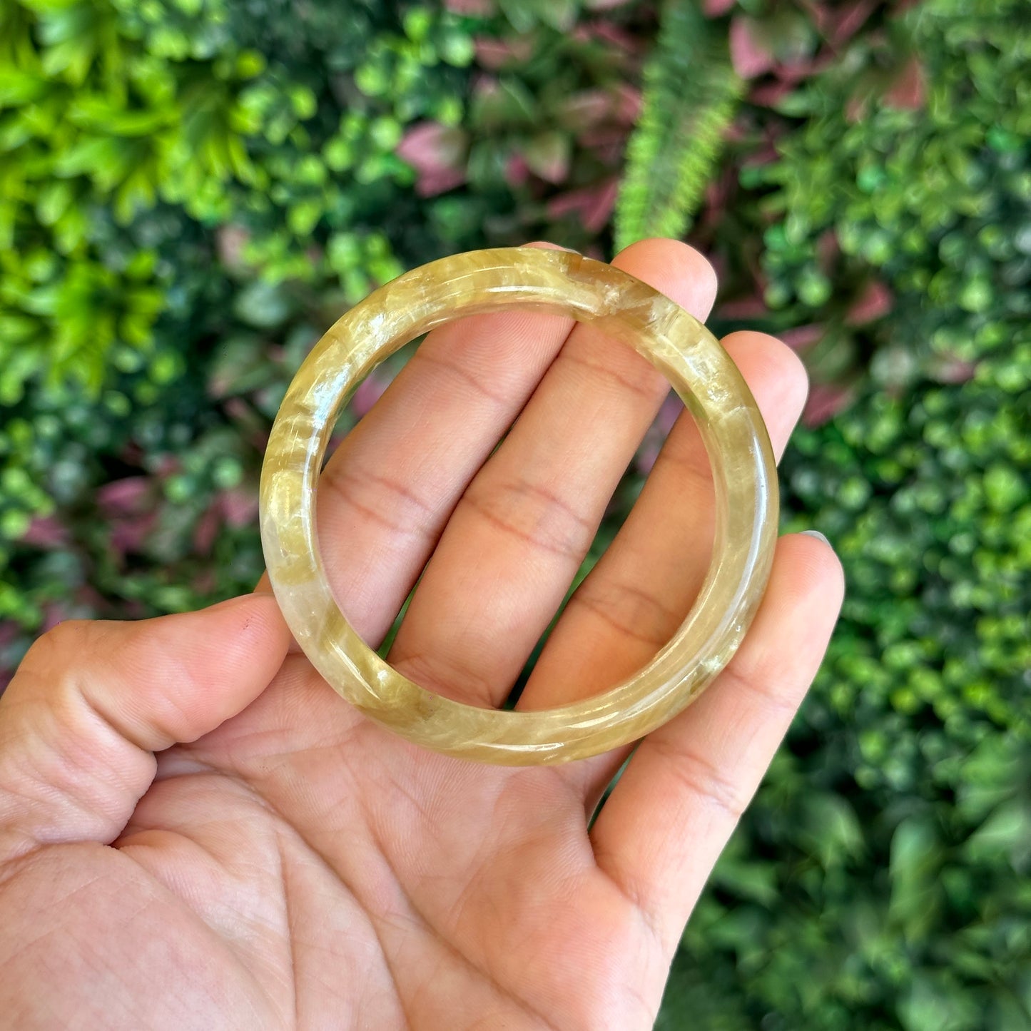 Natural Golden Muscovite Bangle Leaf Style Size 55 mm