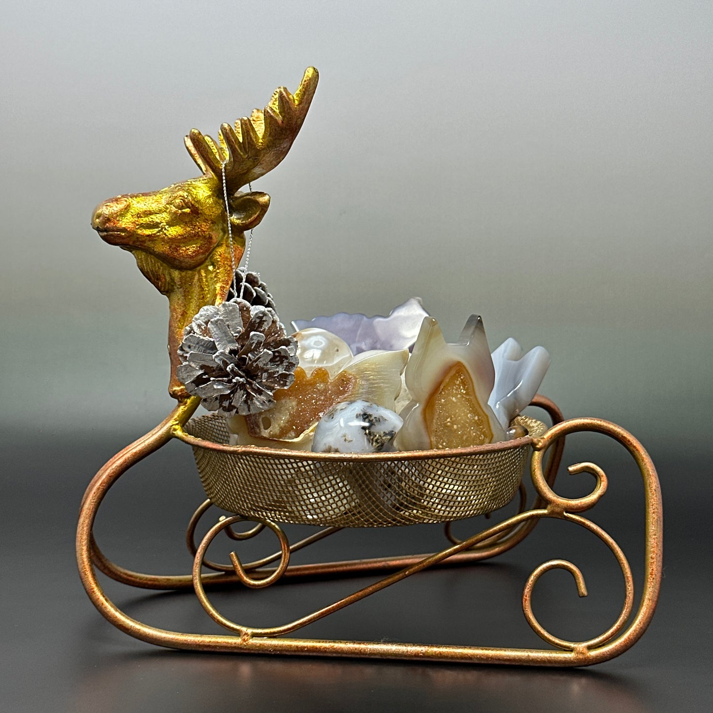 Natural Druzy Agate Cat Figurine