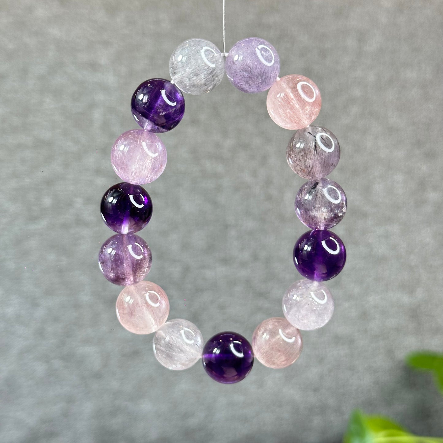 Natural Super 7 Bracelet Size 14 mm