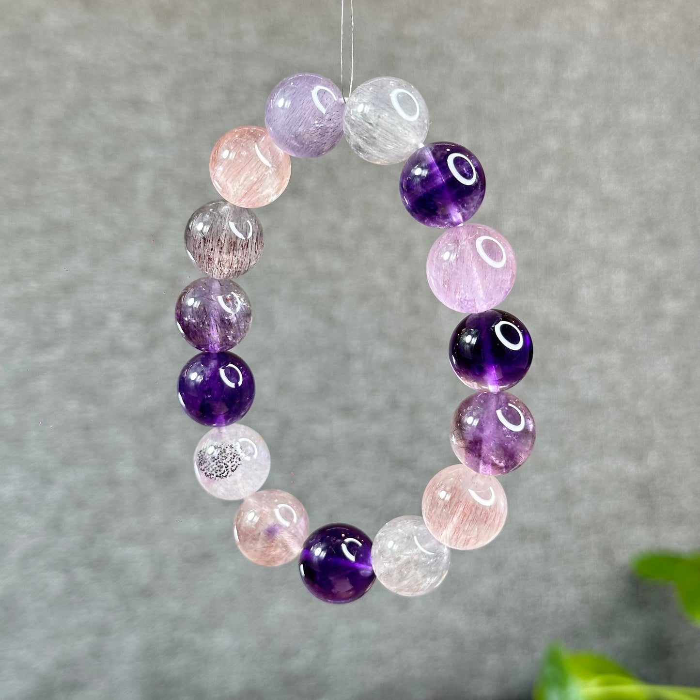 Natural Super 7 Bracelet Size 14 mm