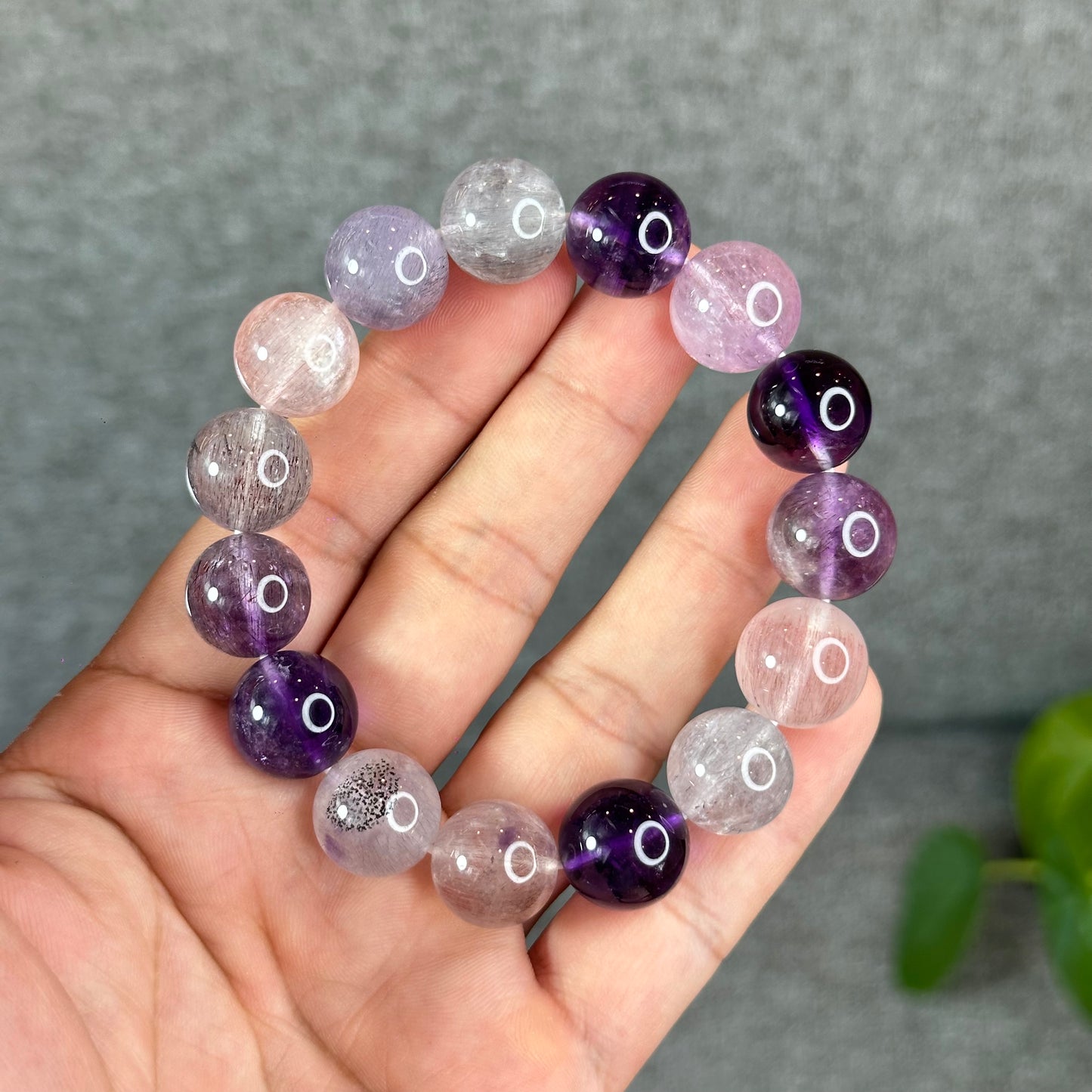 Natural Super 7 Bracelet Size 14 mm