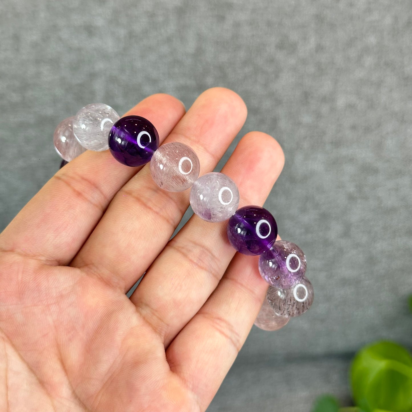 Natural Super 7 Bracelet Size 14 mm