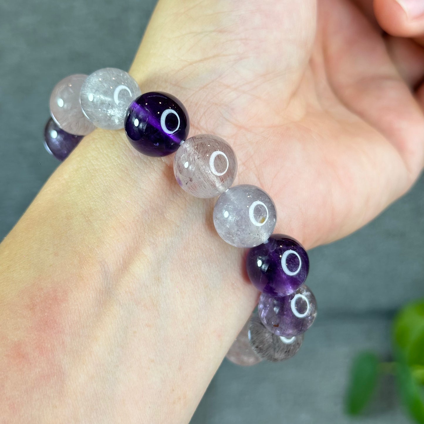 Natural Super 7 Bracelet Size 14 mm