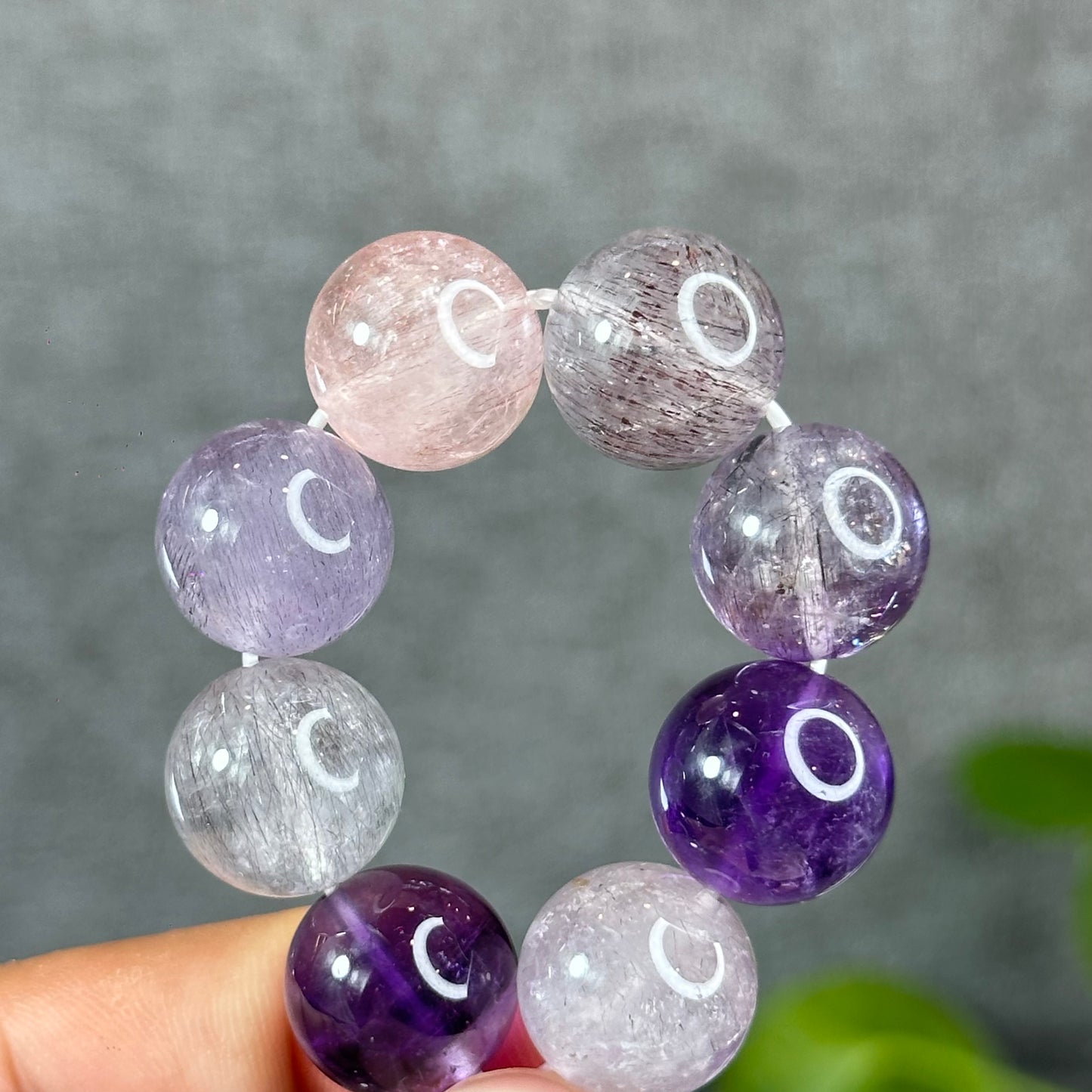 Natural Super 7 Bracelet Size 14 mm