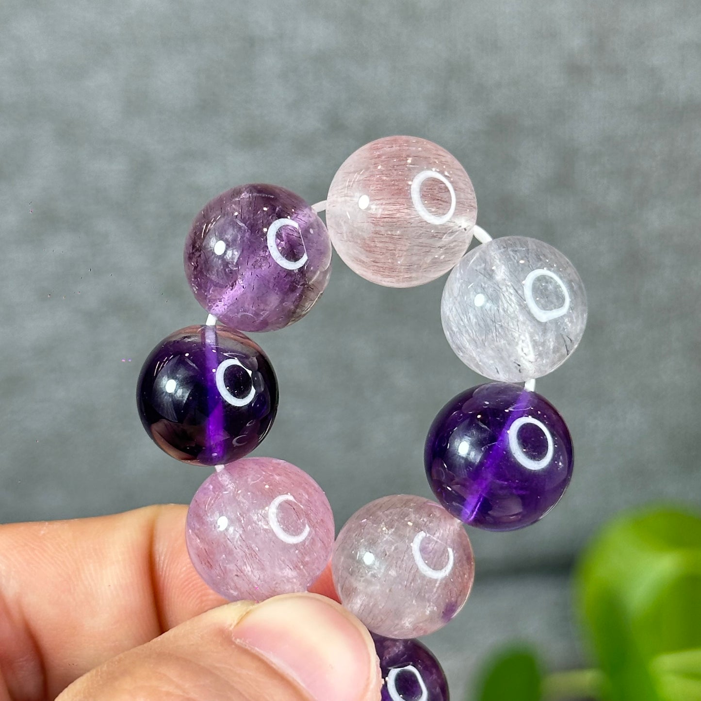 Natural Super 7 Bracelet Size 14 mm