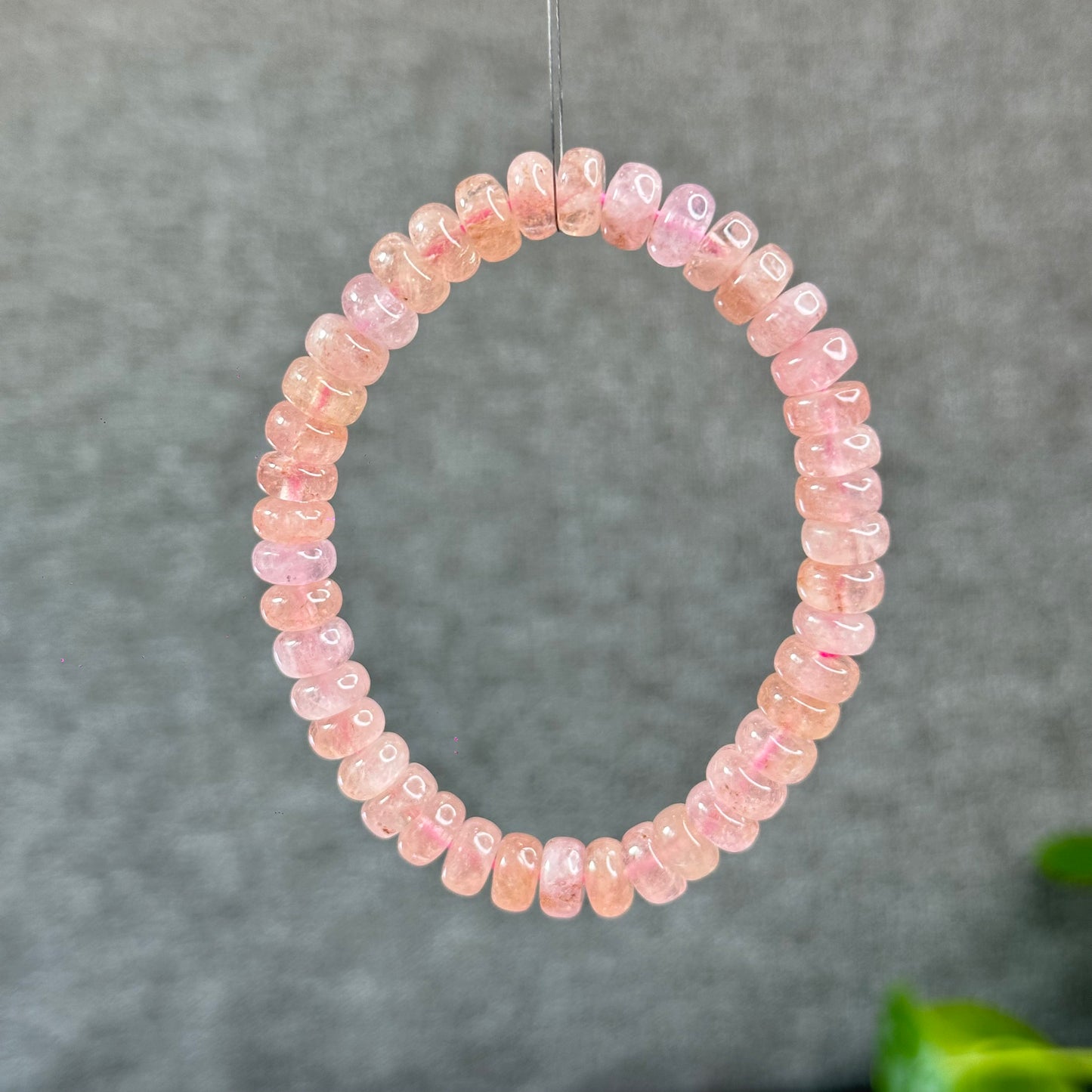 Natural Morganite rondelle Bracelet Size 8mm ( brazil )