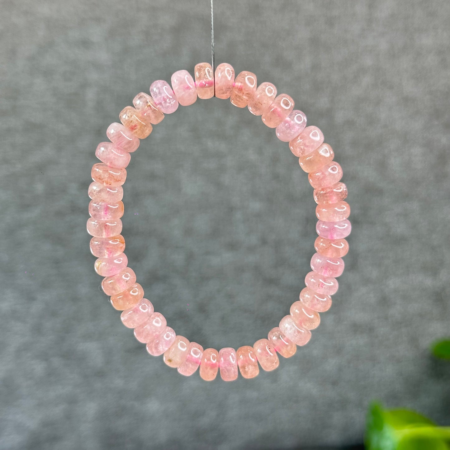 Natural Morganite rondelle Bracelet Size 8mm ( brazil )