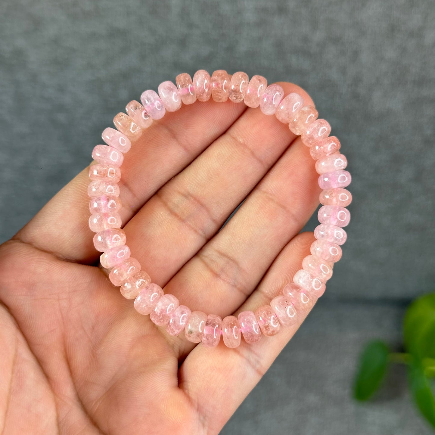 Natural Morganite rondelle Bracelet Size 8mm ( brazil )