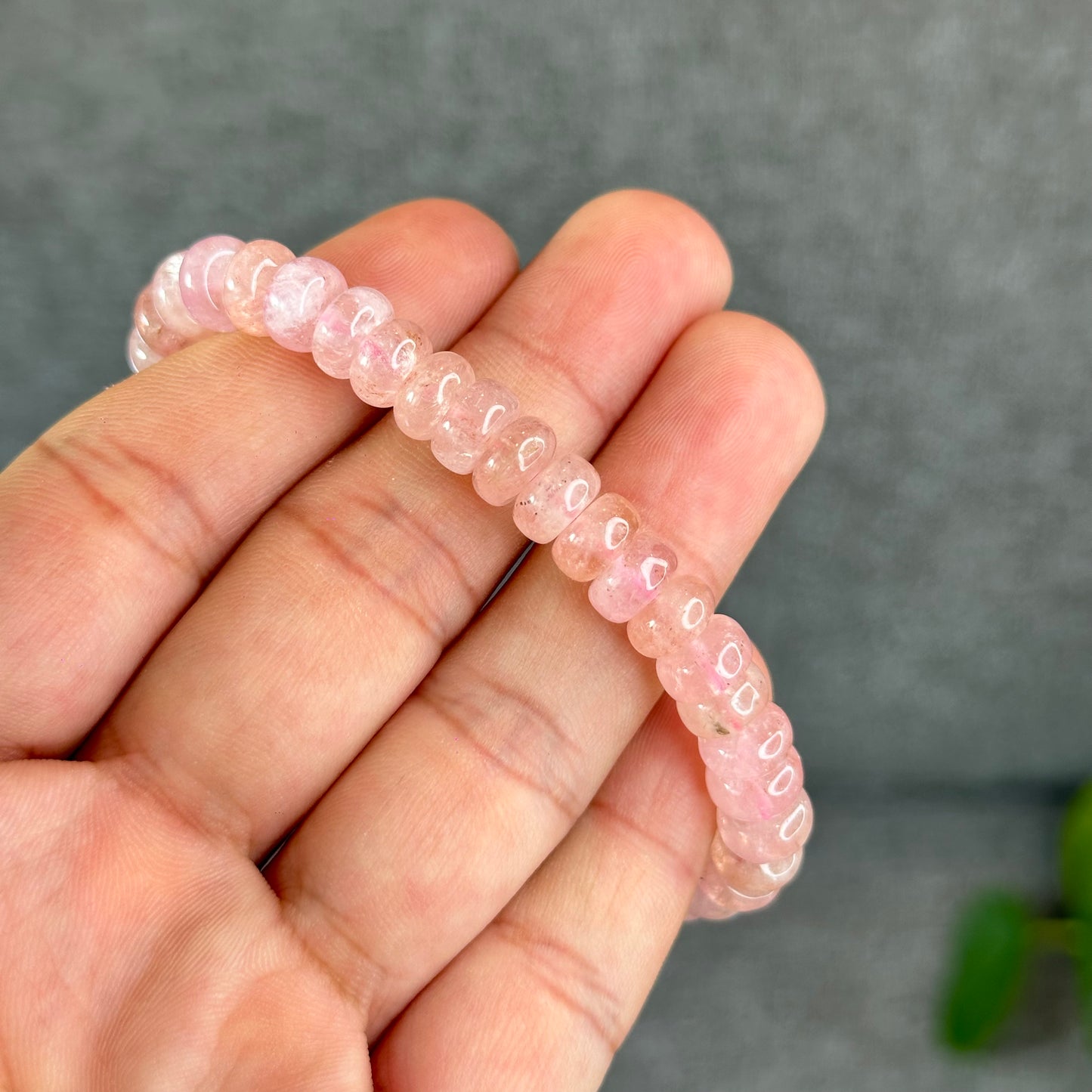 Natural Morganite rondelle Bracelet Size 8mm ( brazil )
