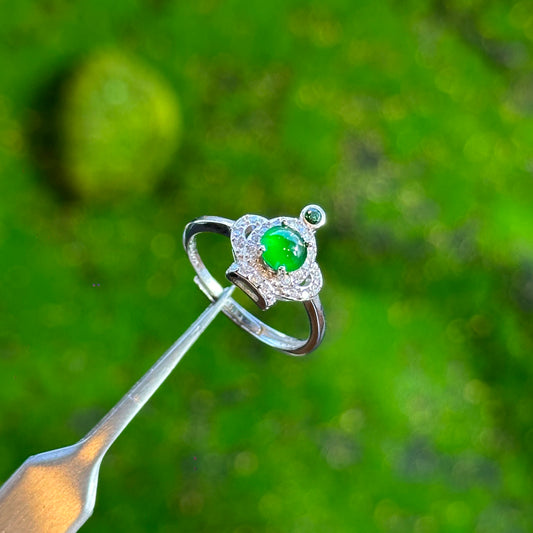 Crown Icy Imperial Green Jadeite Jade Ring  - Natural Stone