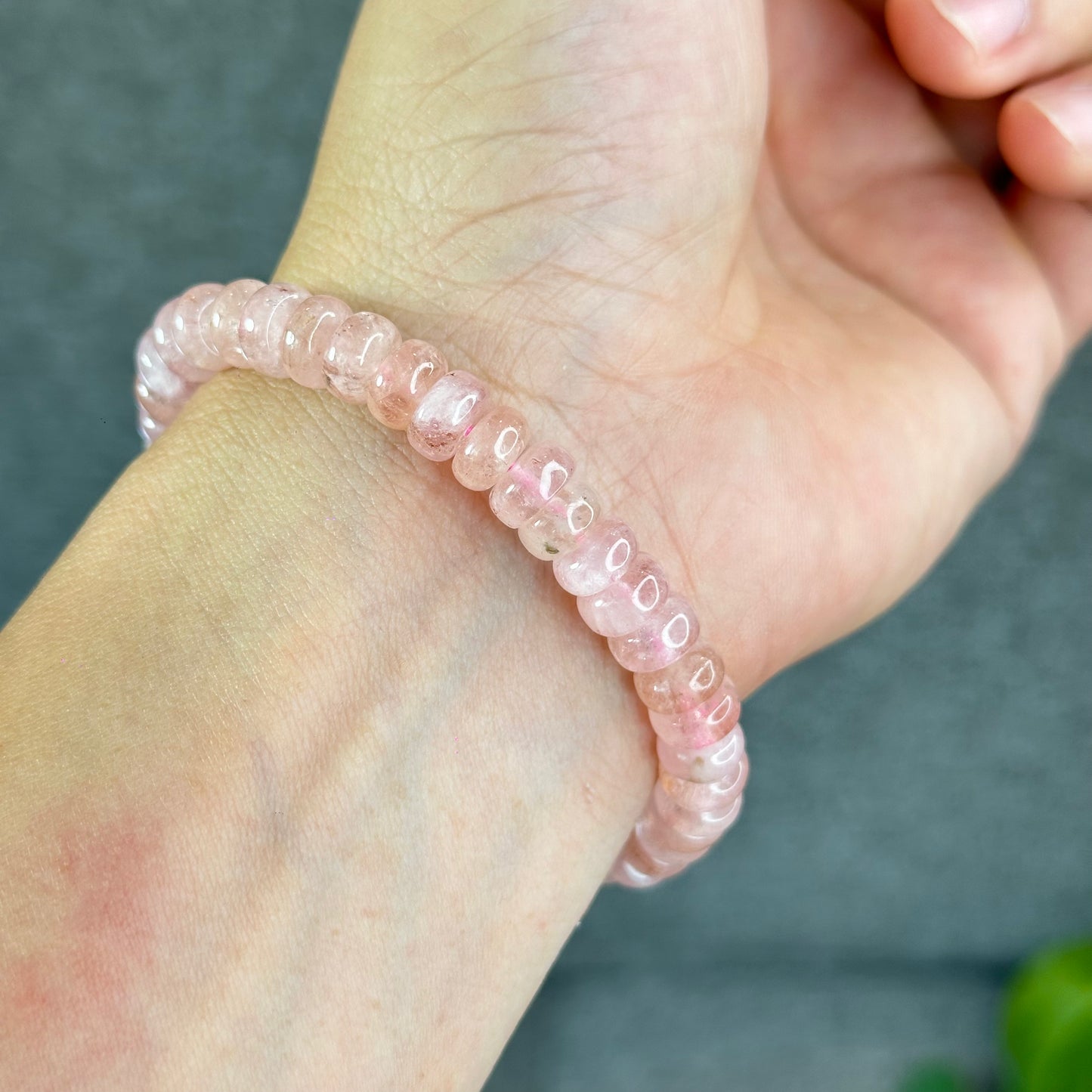 Natural Morganite rondelle Bracelet Size 8mm ( brazil )