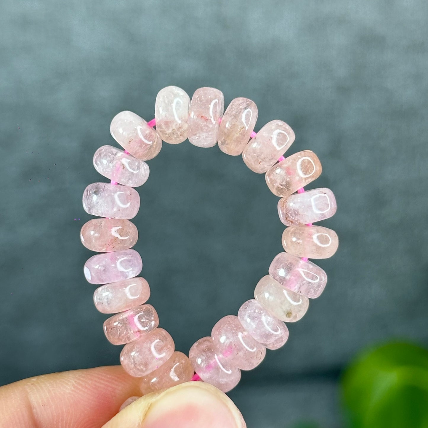 Natural Morganite rondelle Bracelet Size 8mm ( brazil )