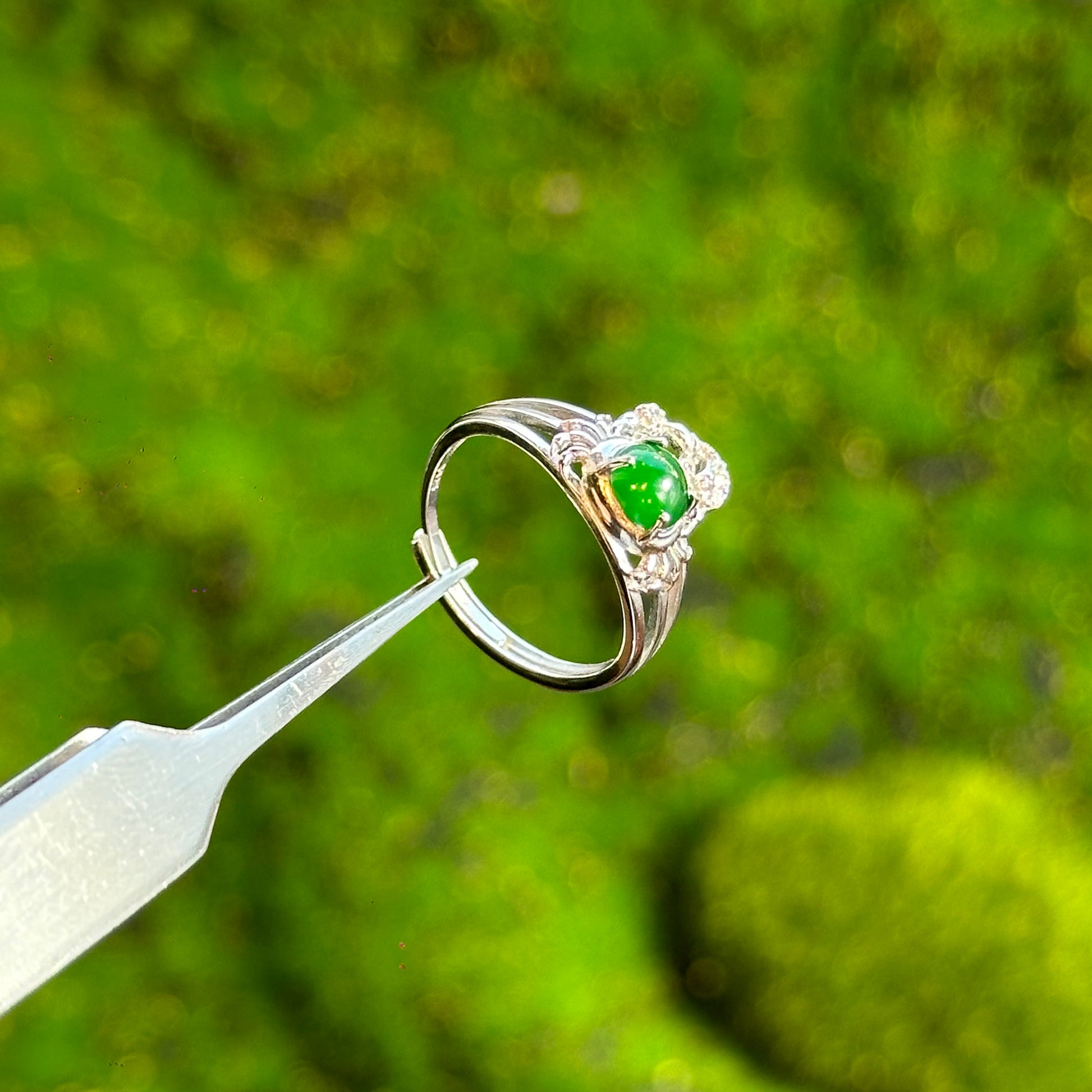 Crab  Icy Imperial Green Jadeite Jade Ring  - Natural Stone