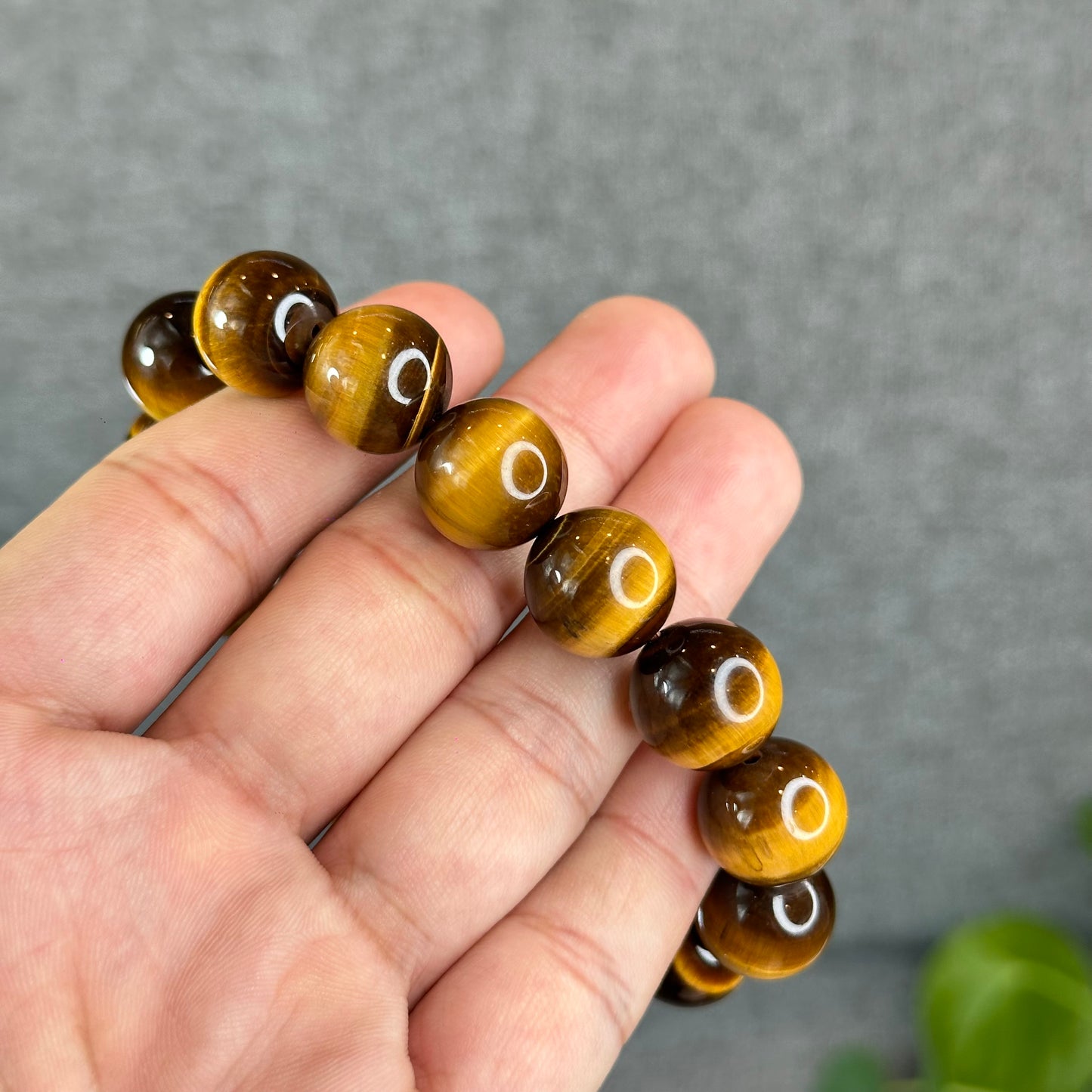 Bracelet Oeil de Tigre Marron Doré Taille 14 mm
