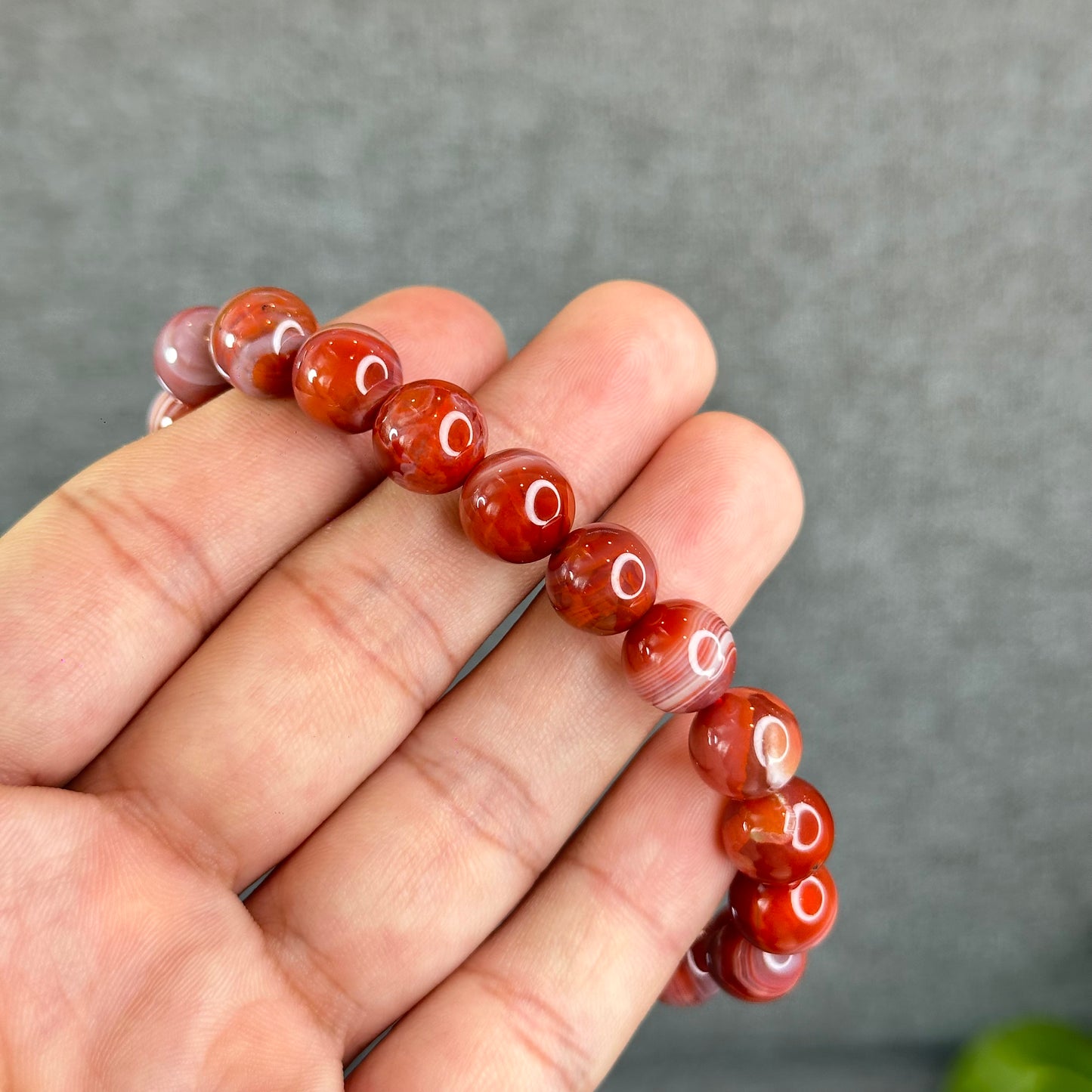 Natural Nan Hong Agate Bracelet Size 10 mm
