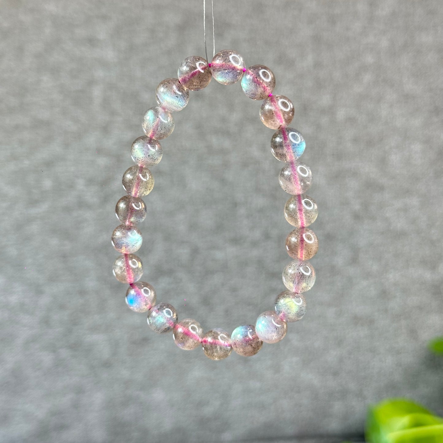 Natural Pink Labradorite Bracelet Size 8.5 mm