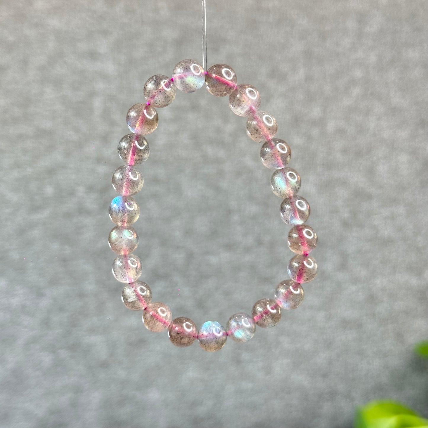 Natural Pink Labradorite Bracelet Size 8.5 mm