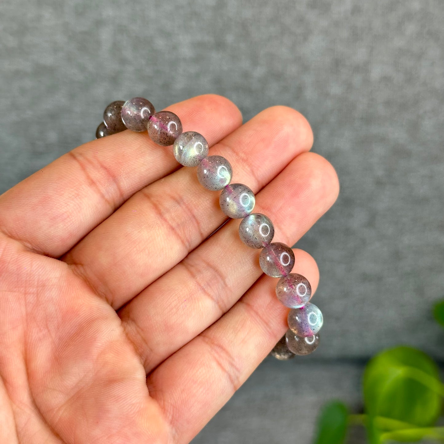Natural Pink Labradorite Bracelet Size 8.5 mm