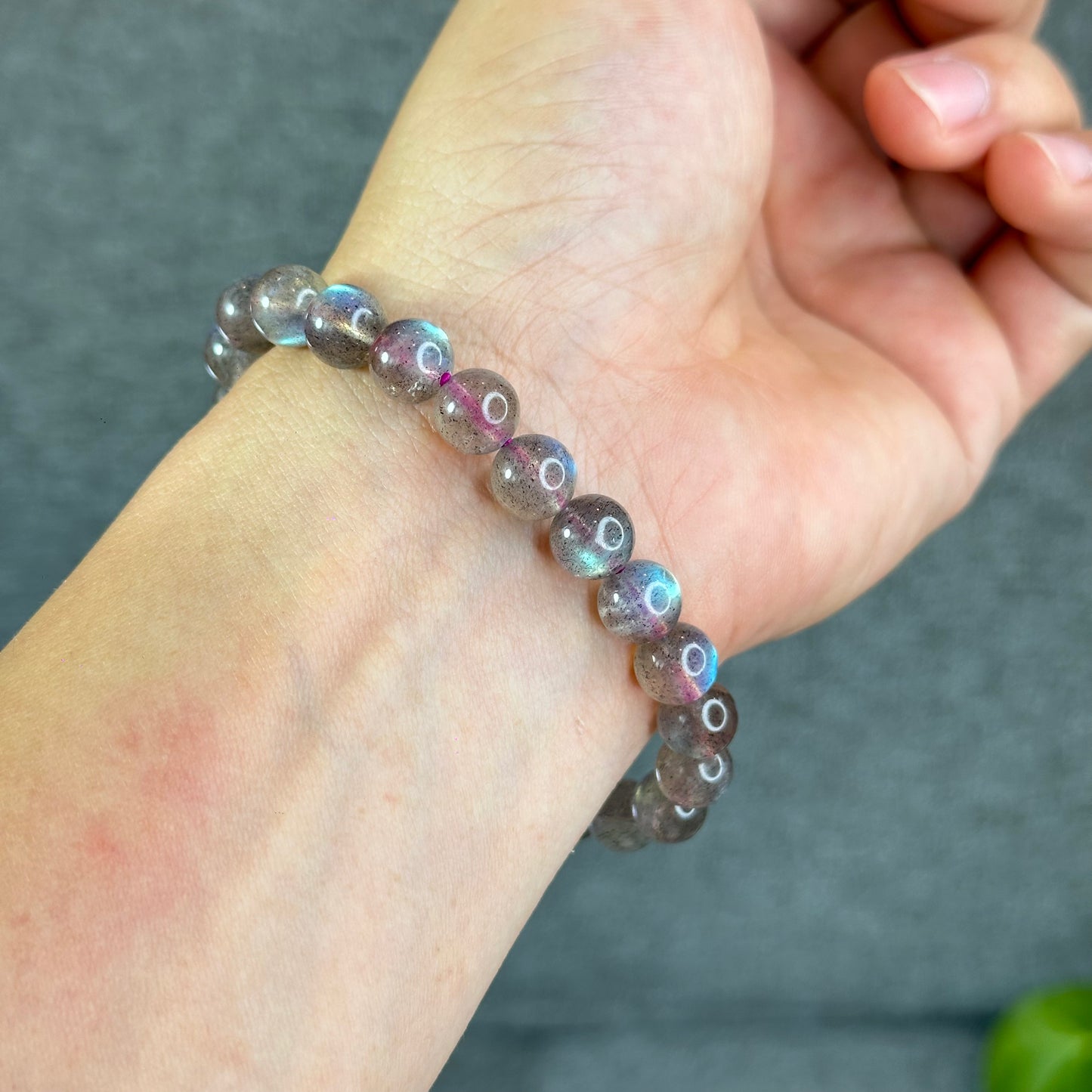 Natural Pink Labradorite Bracelet Size 8.5 mm