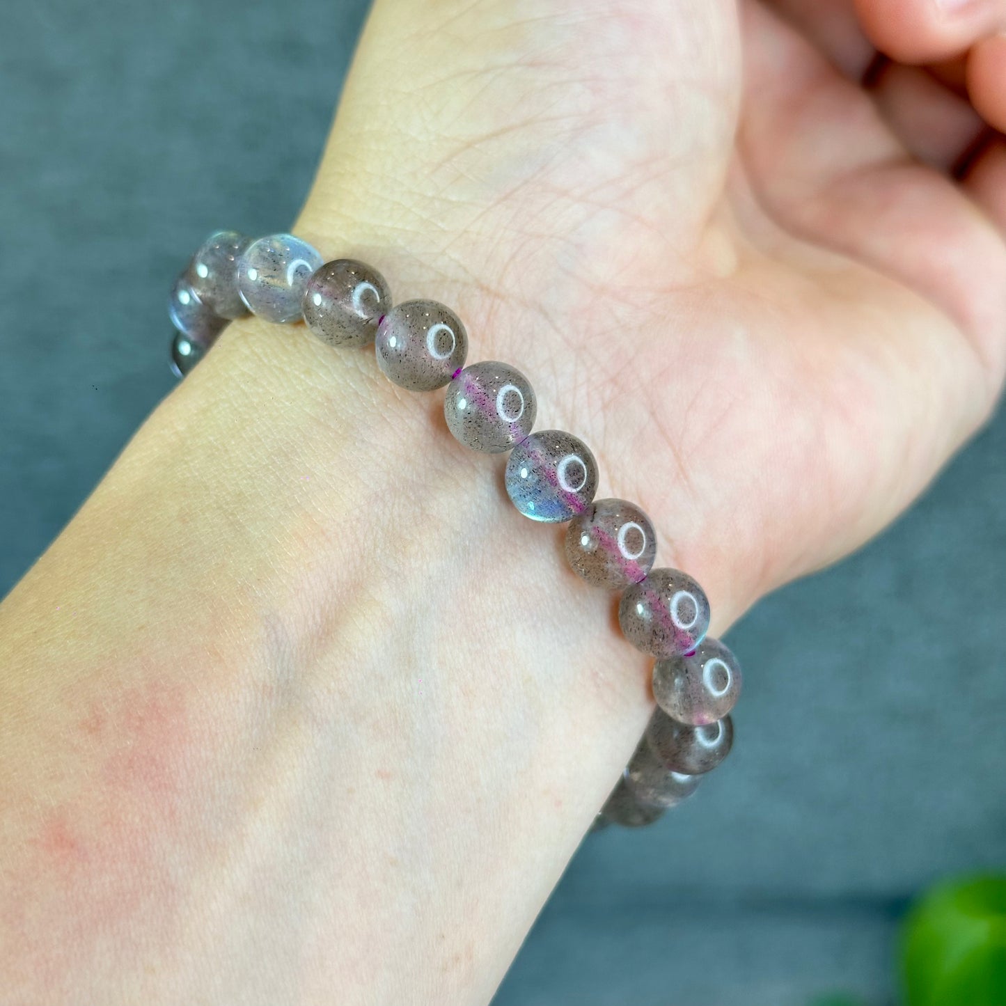 Natural Pink Labradorite Bracelet Size 8.5 mm