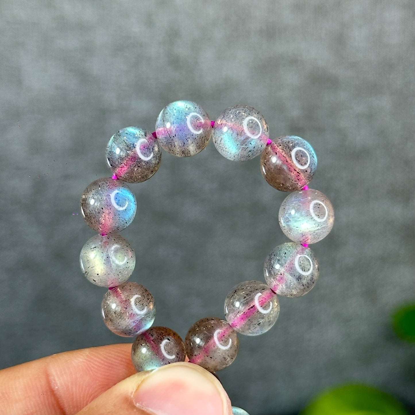 Natural Pink Labradorite Bracelet Size 8.5 mm