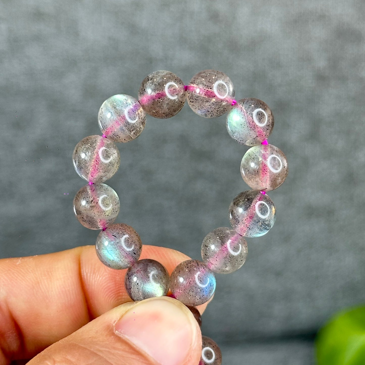 Natural Pink Labradorite Bracelet Size 8.5 mm