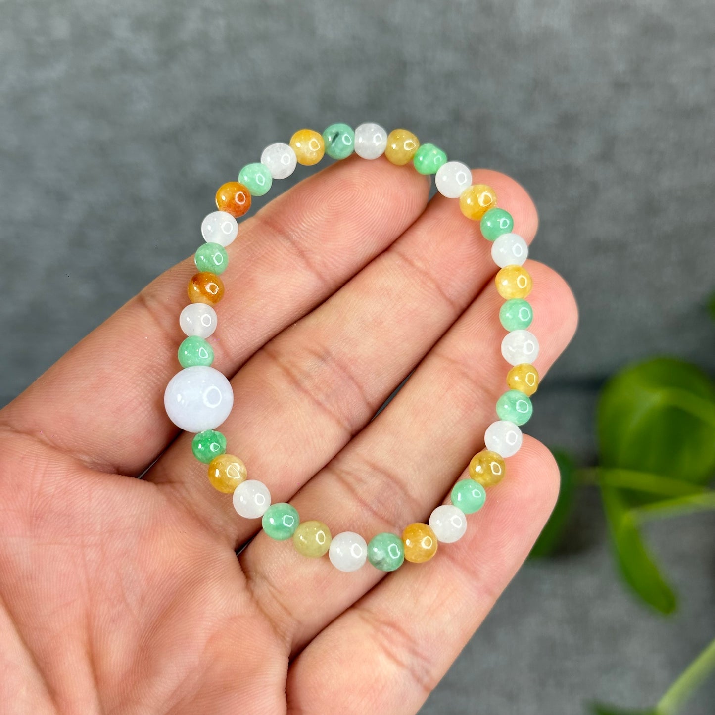 Mulit-Colour Natural Jadeite Jade Bracelet Size 5.4 mm