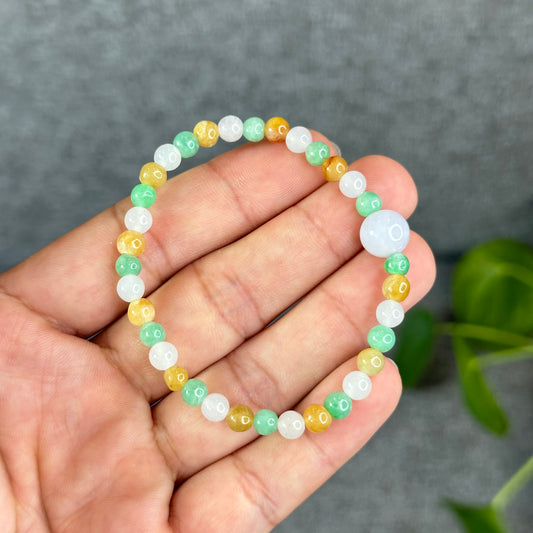 Mulit-Colour Natural Jadeite Jade Bracelet Size 5.4 mm
