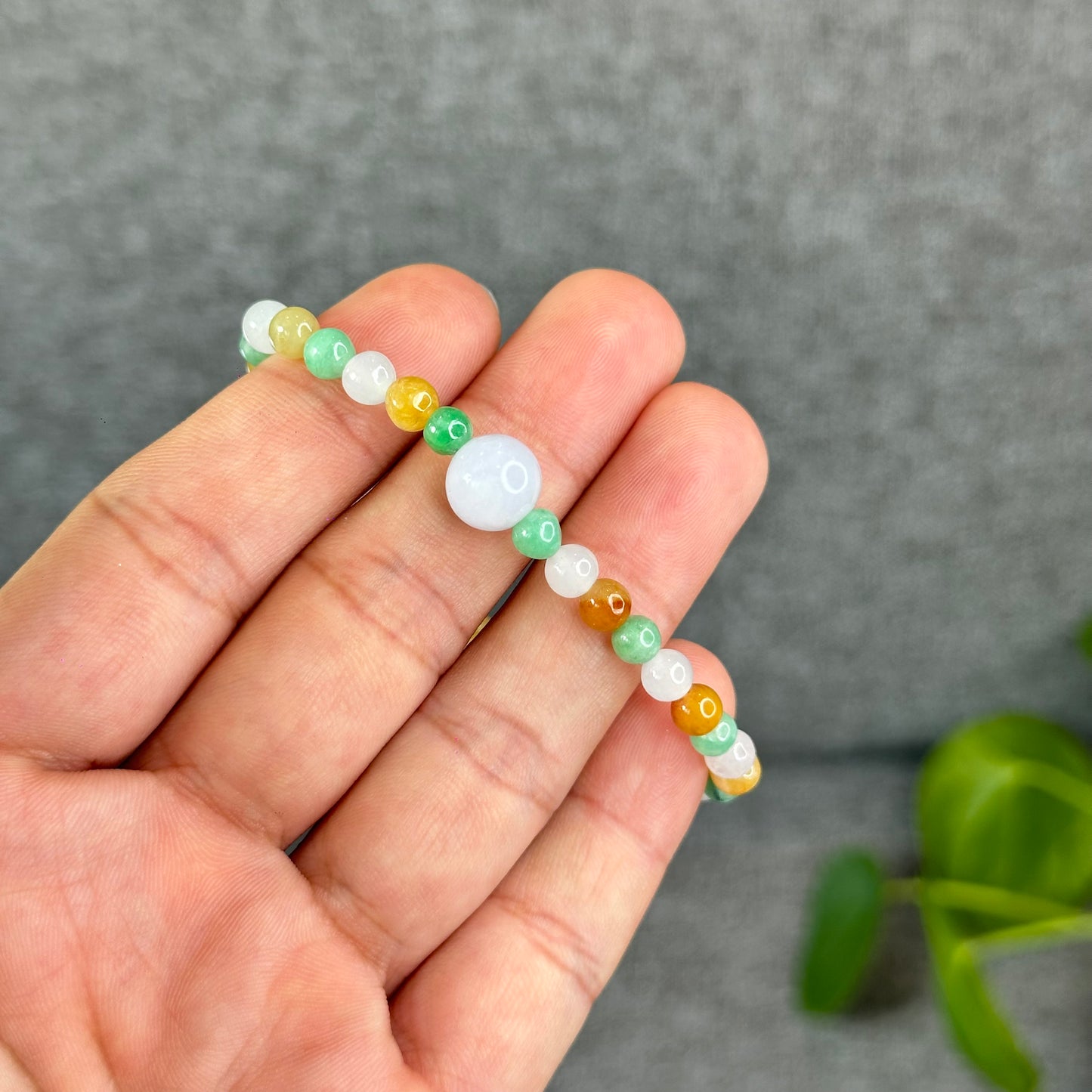 Mulit-Colour Natural Jadeite Jade Bracelet Size 5.4 mm