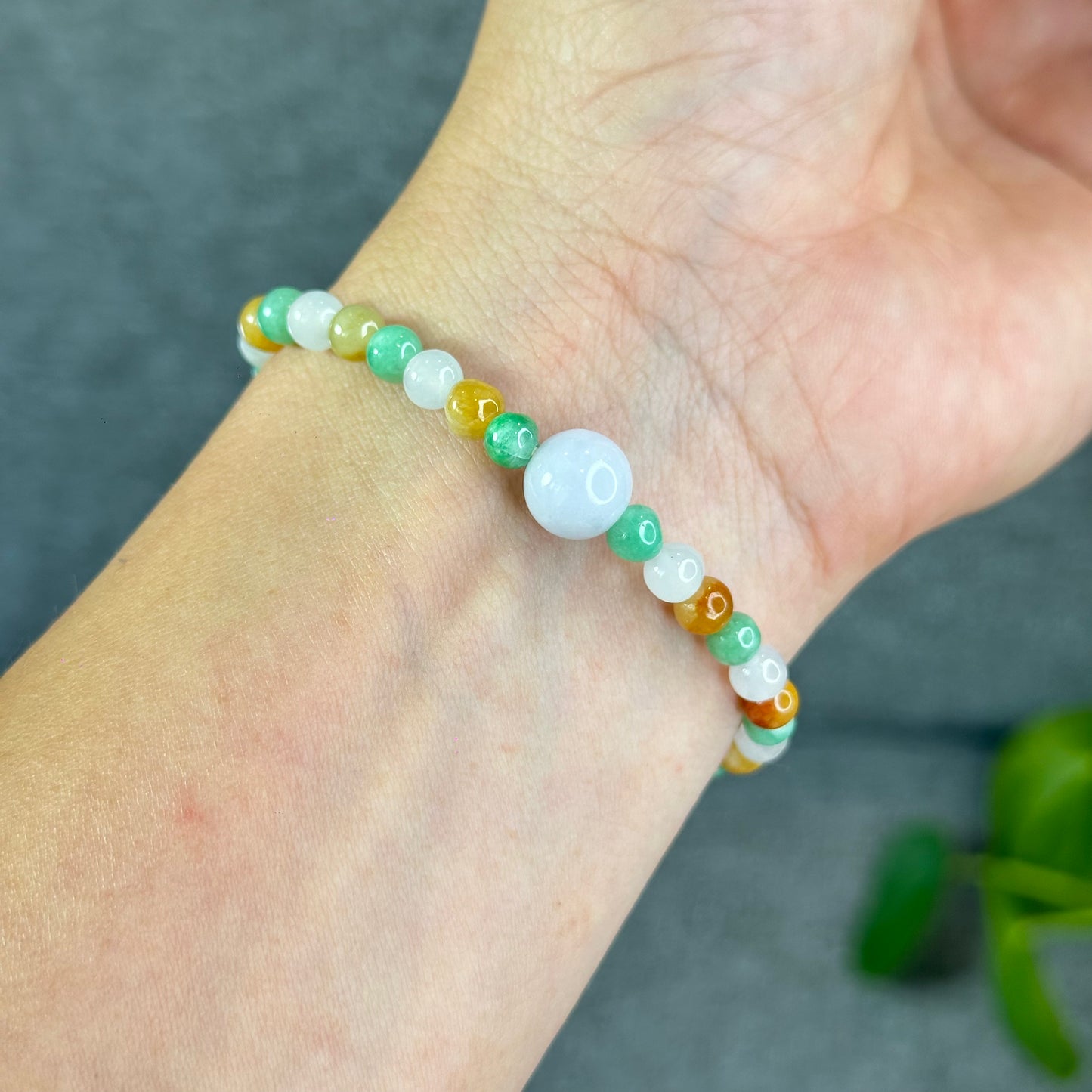 Mulit-Colour Natural Jadeite Jade Bracelet Size 5.4 mm