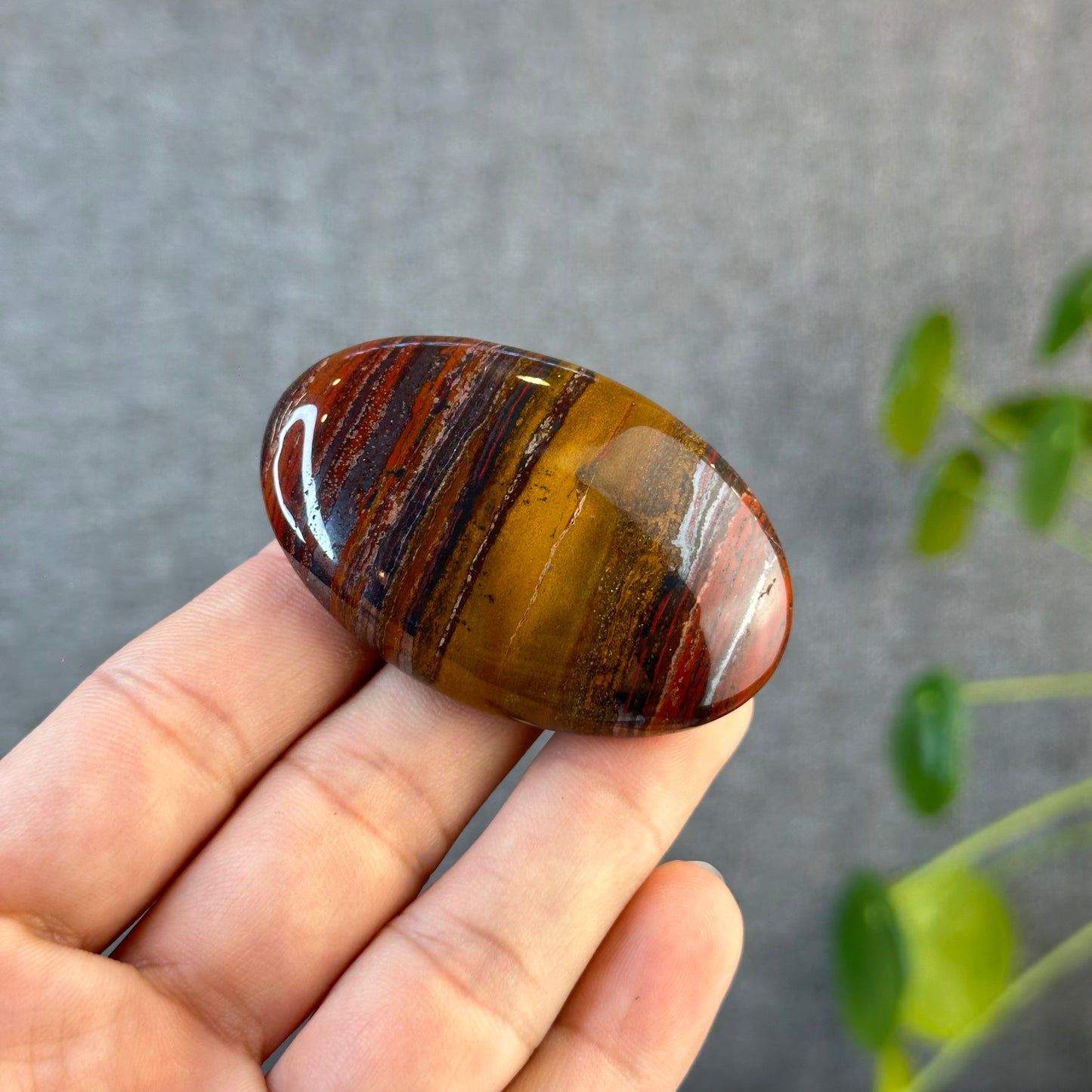 Red Titan Natural Tiger Eye Palm Stone