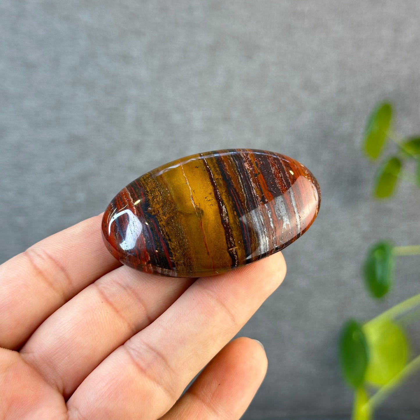 Red Titan Natural Tiger Eye Palm Stone
