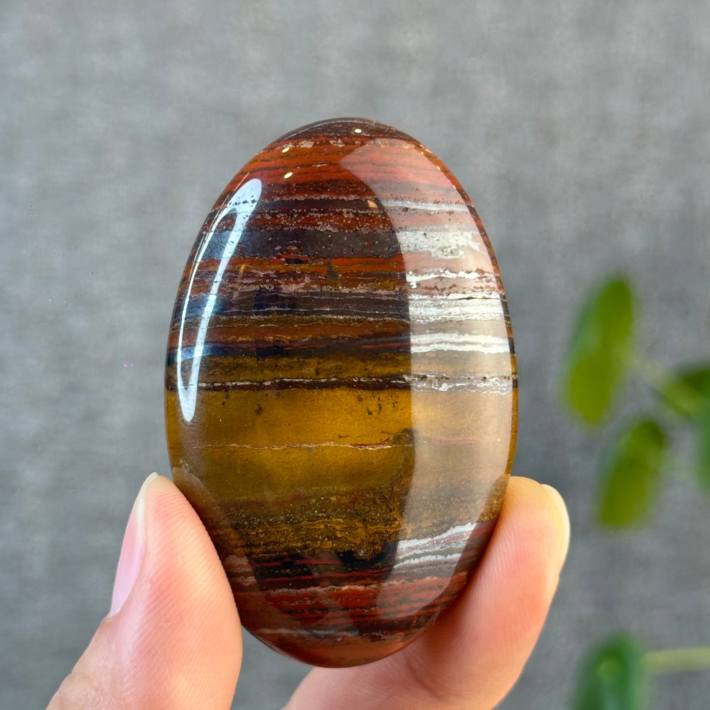 Red Titan Natural Tiger Eye Palm Stone