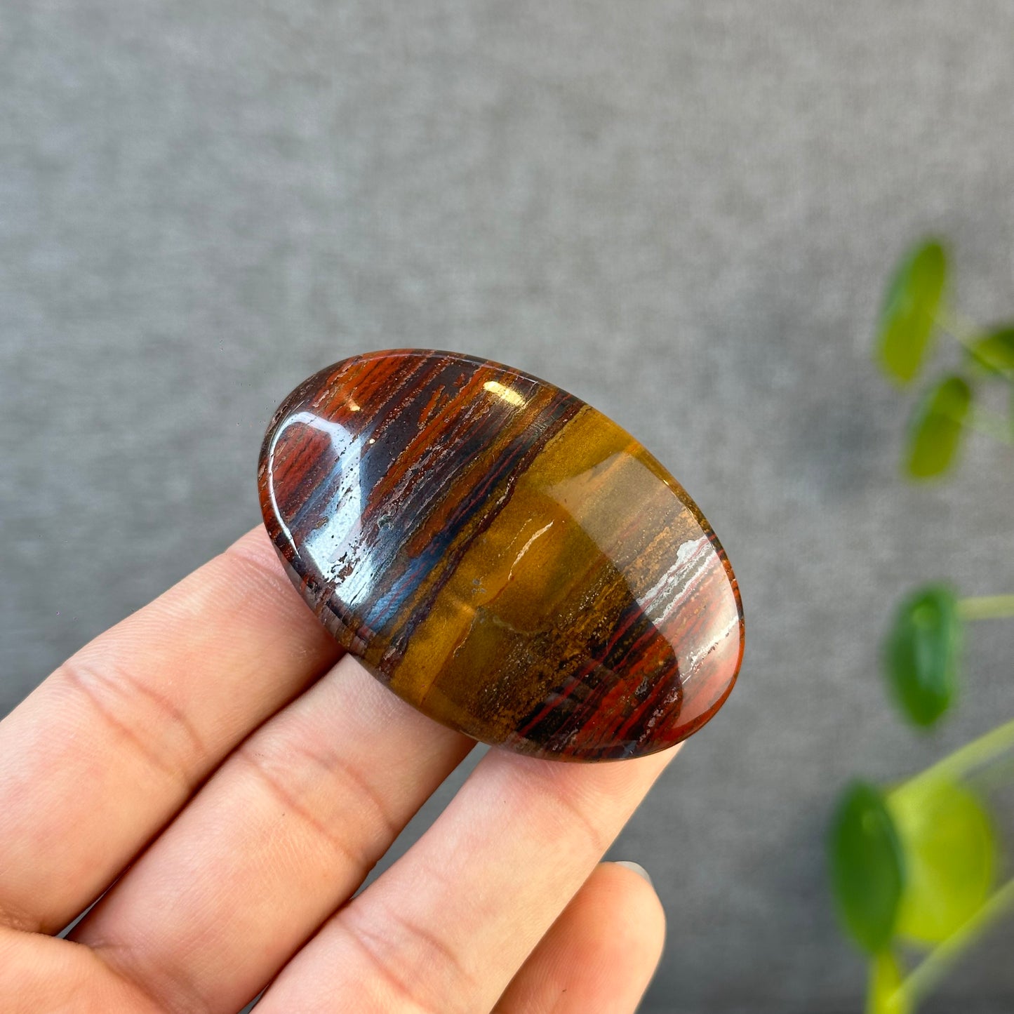 Red Titan Natural Tiger Eye Palm Stone