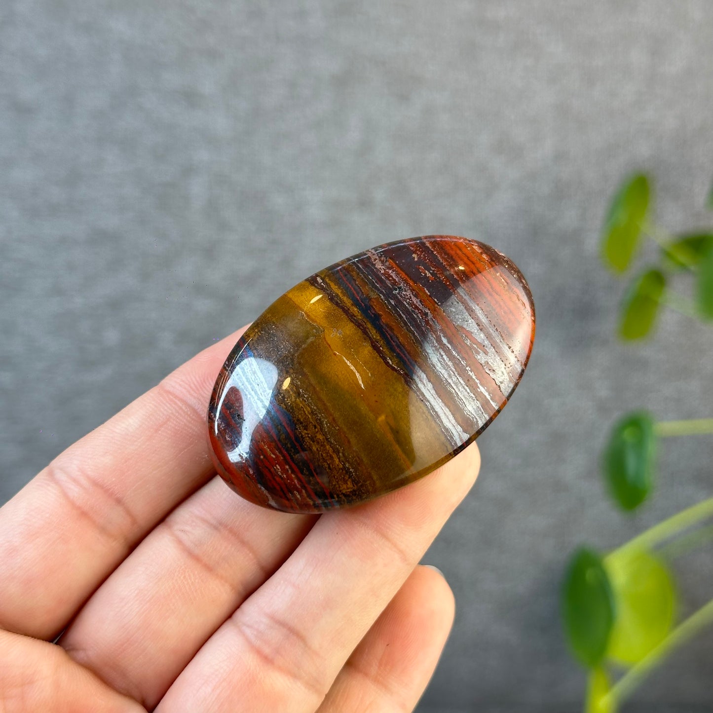Red Titan Natural Tiger Eye Palm Stone
