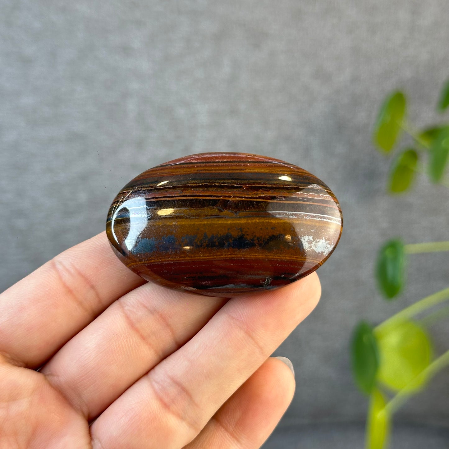 Red Titan Natural Tiger Eye Palm Stone