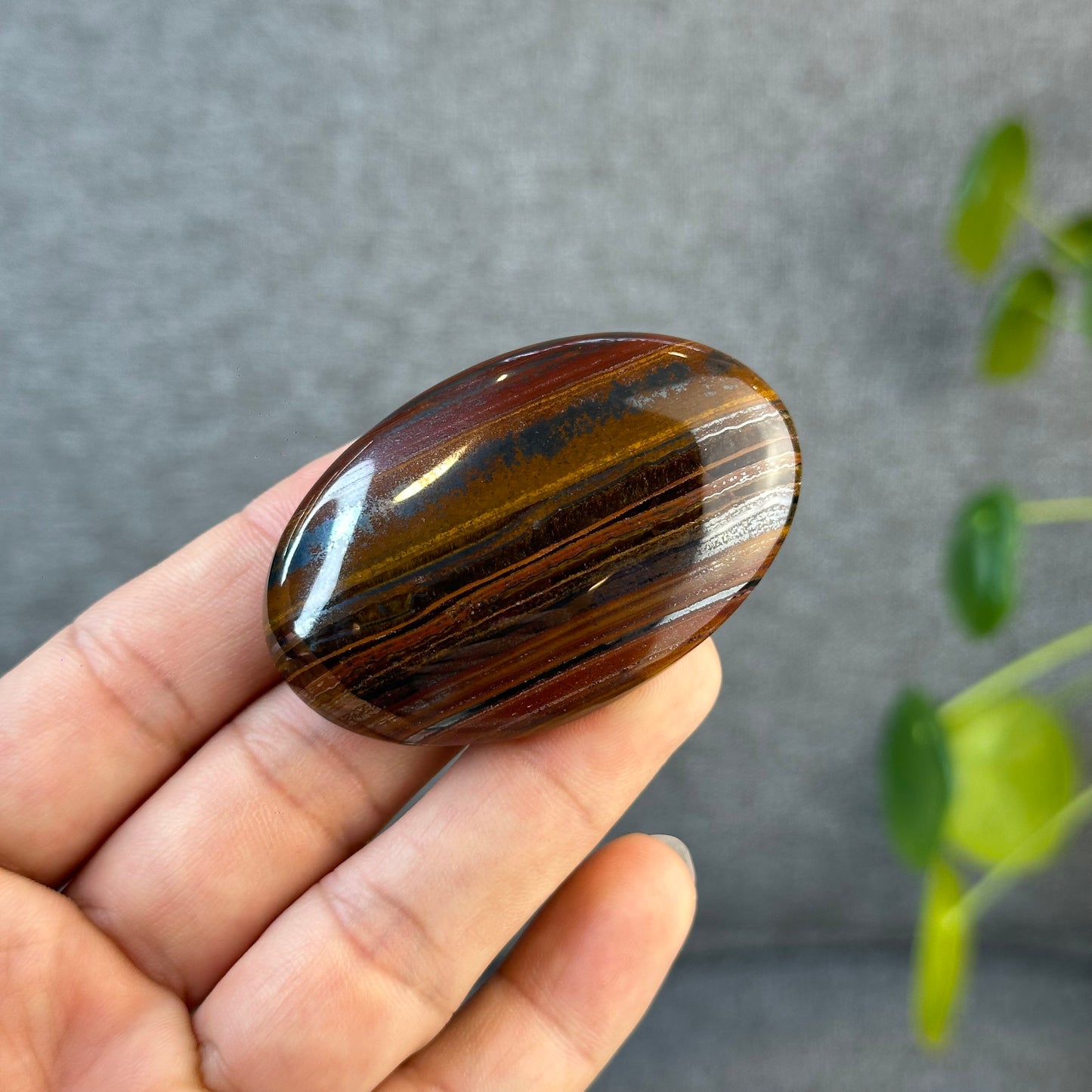 Red Titan Natural Tiger Eye Palm Stone