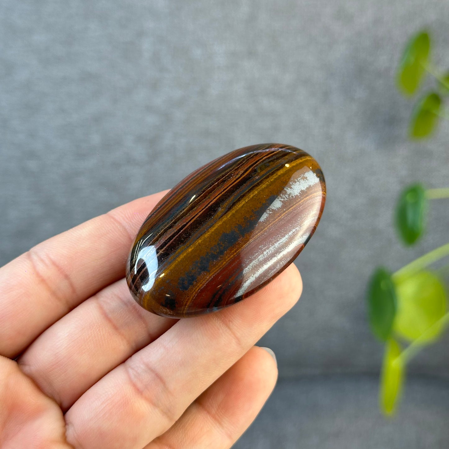 Red Titan Natural Tiger Eye Palm Stone