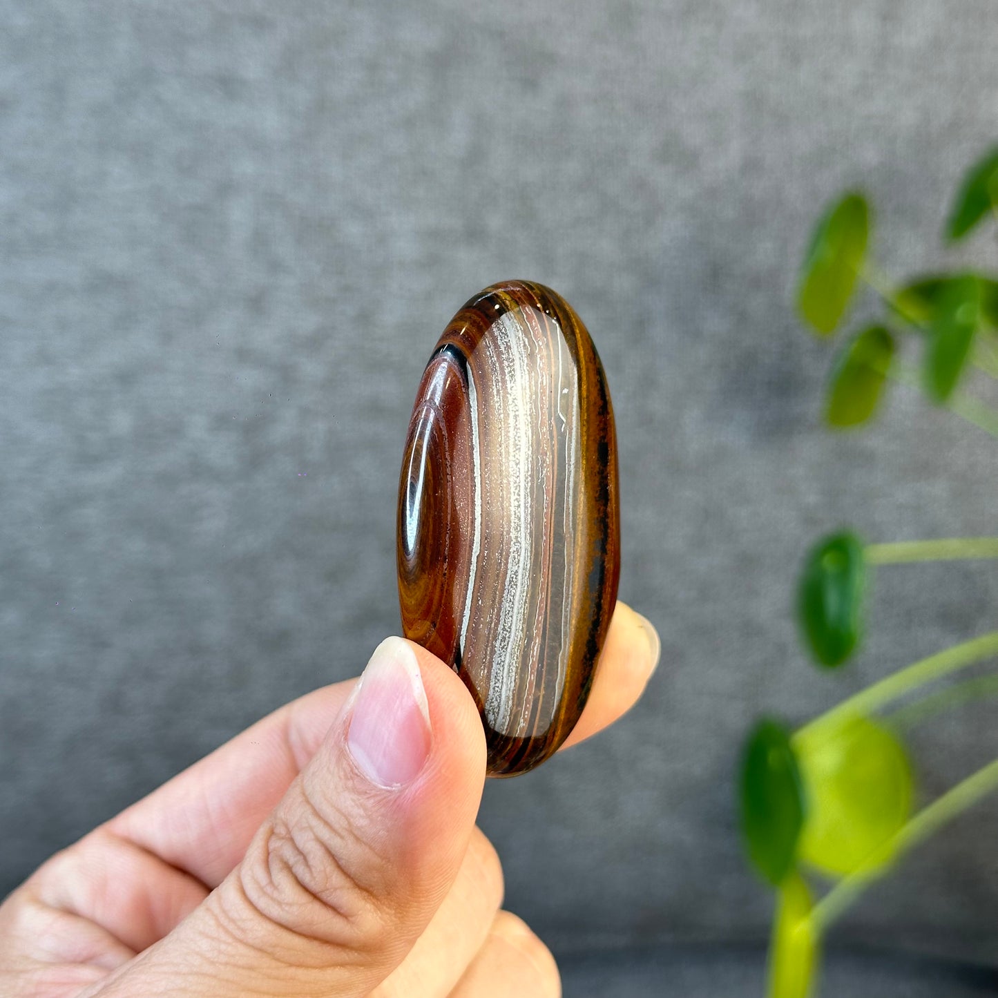 Red Titan Natural Tiger Eye Palm Stone
