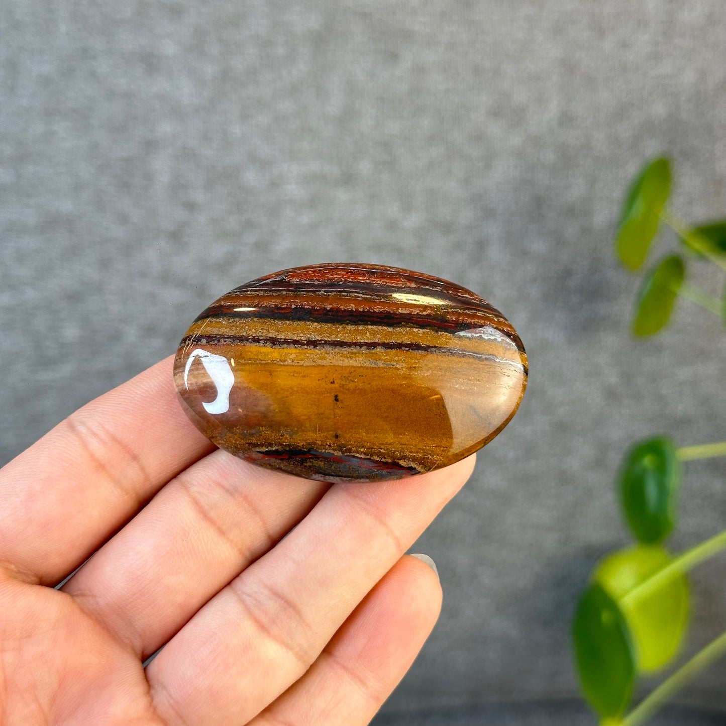 Red Titan Natural Tiger Eye Palm Stone