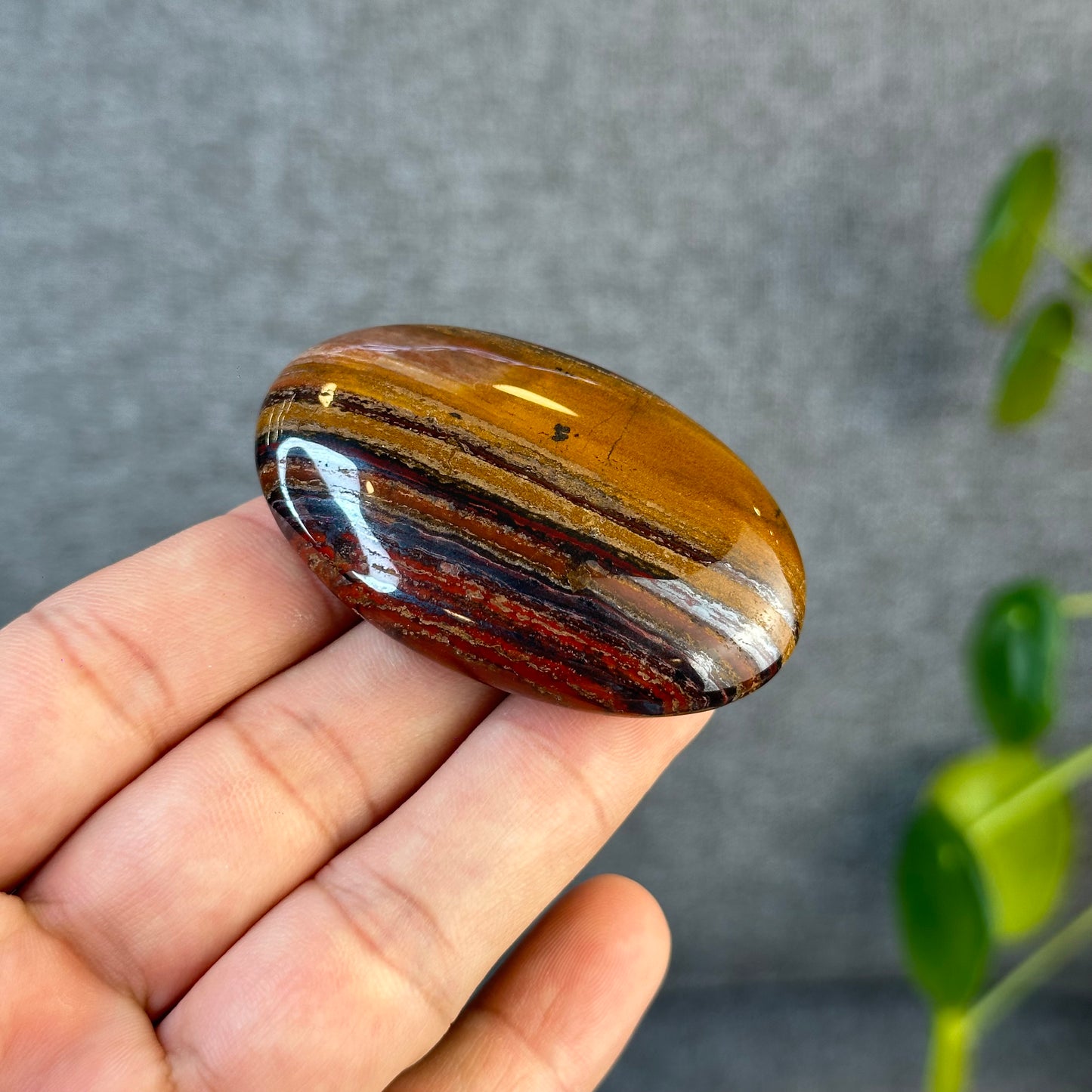 Red Titan Natural Tiger Eye Palm Stone