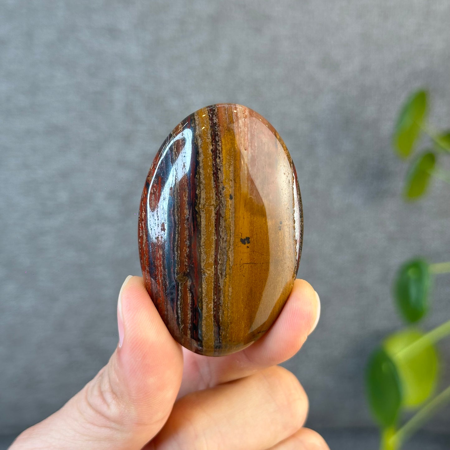 Red Titan Natural Tiger Eye Palm Stone