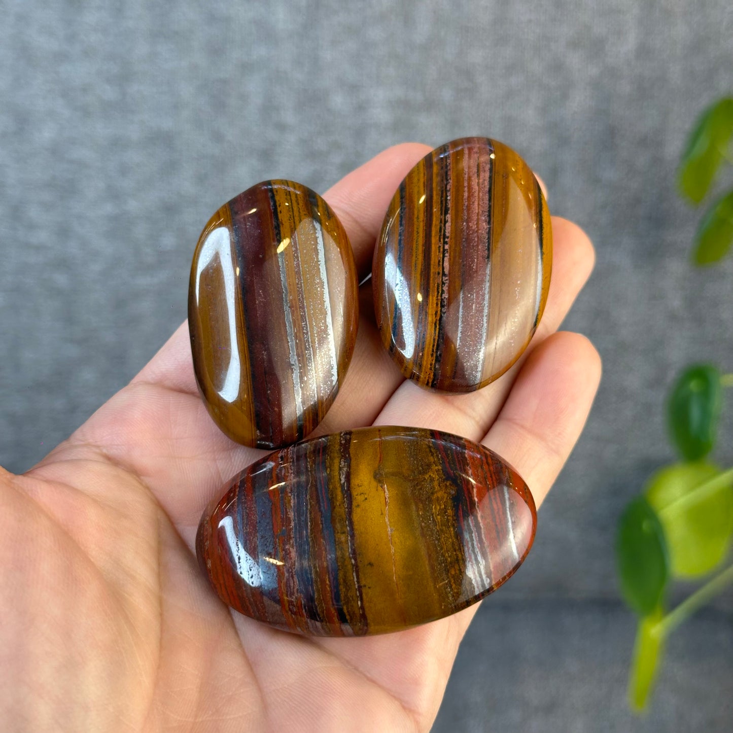 Red Titan Natural Tiger Eye Palm Stone