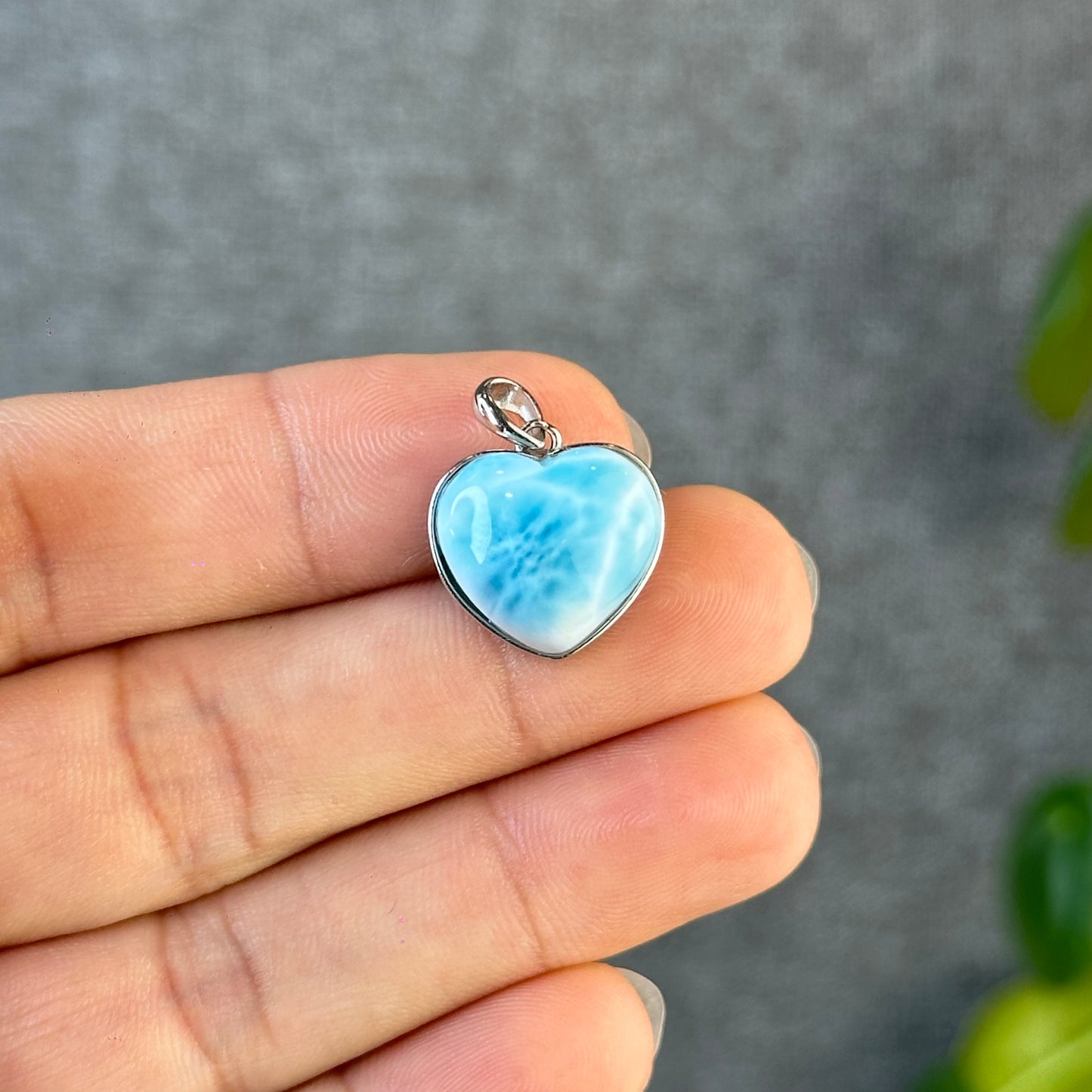 Natural Larimar Heart VIP Pendant in Silver Setting