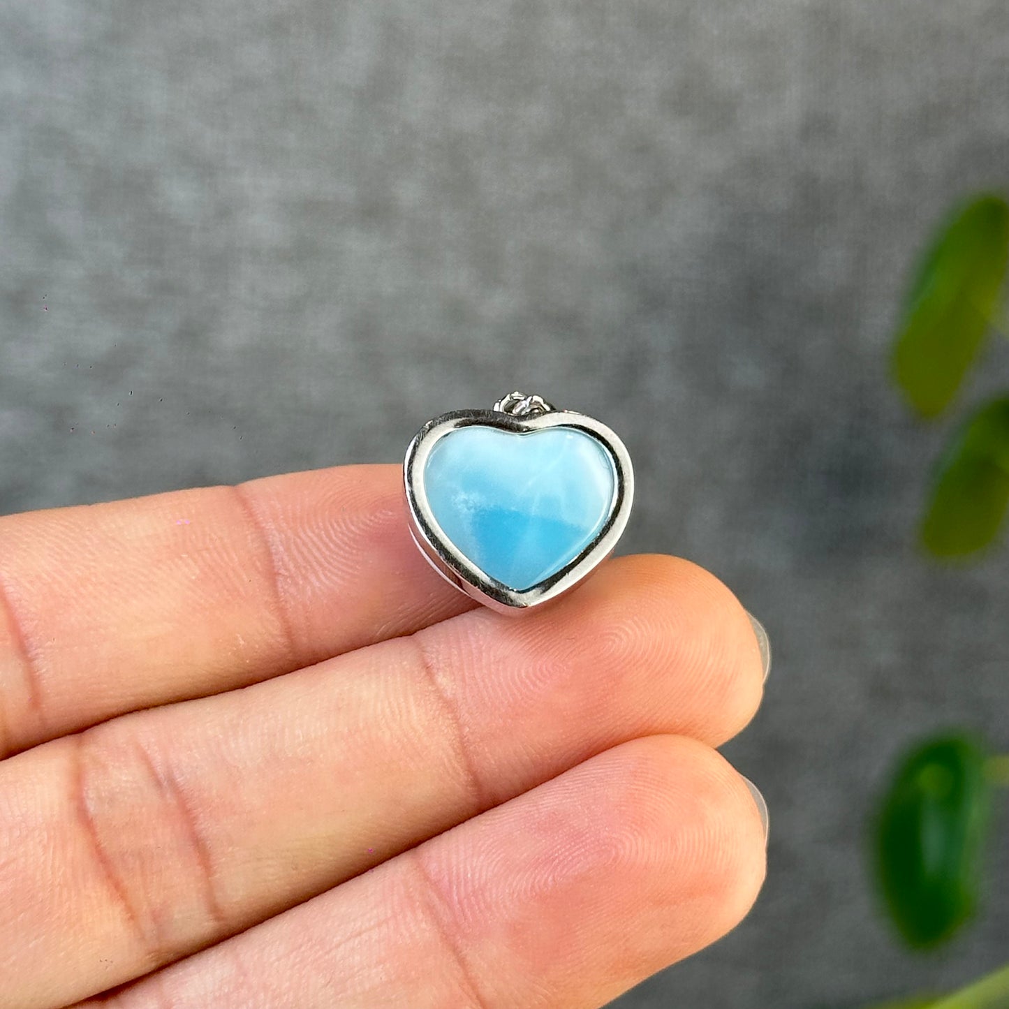 Natural Larimar Heart VIP Pendant in Silver Setting