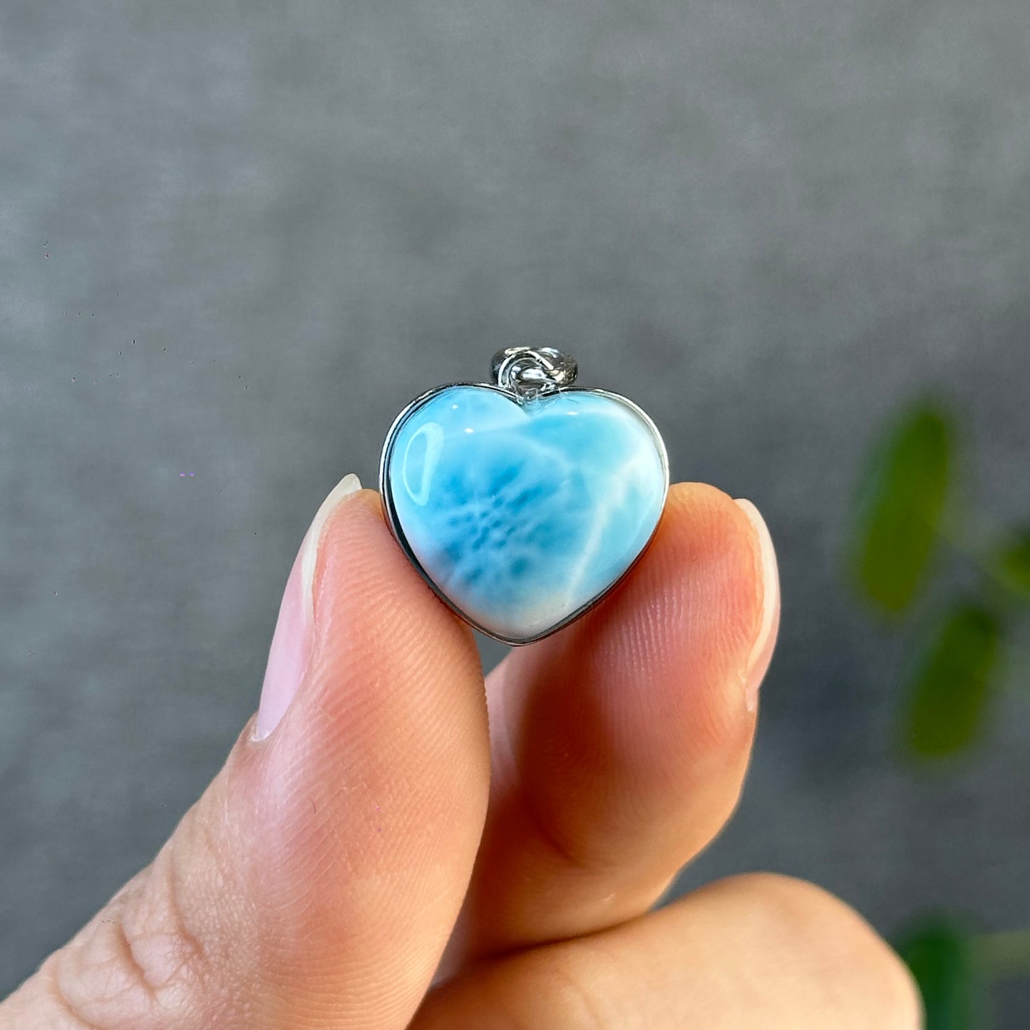 Natural Larimar Heart VIP Pendant in Silver Setting