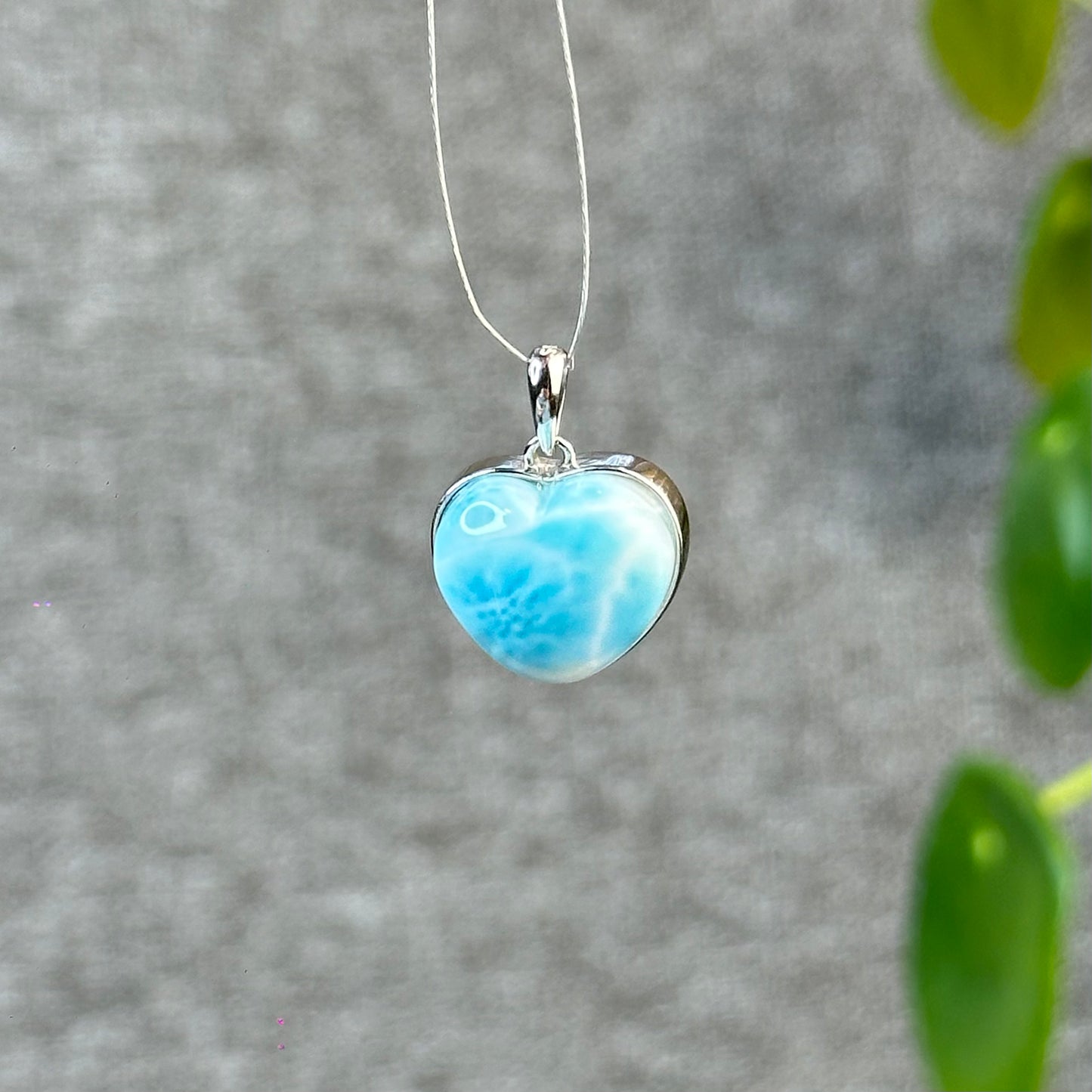 Natural Larimar Heart VIP Pendant in Silver Setting