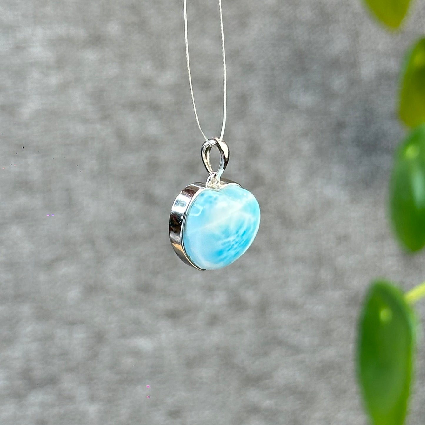 Natural Larimar Heart VIP Pendant in Silver Setting